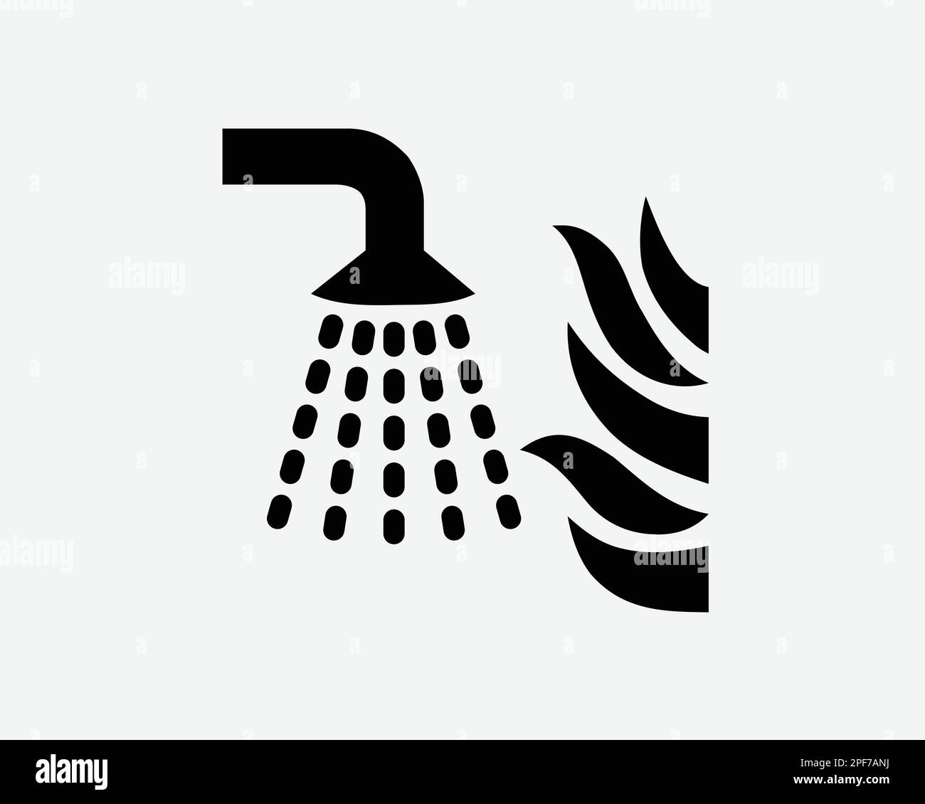 Fire Sprinkler Flame Spray Water Sprinkle Suppression System Black White Silhouette Sign Symbol Icon Clipart Graphic Artwork Pictogram Illustration Ve Stock Vector