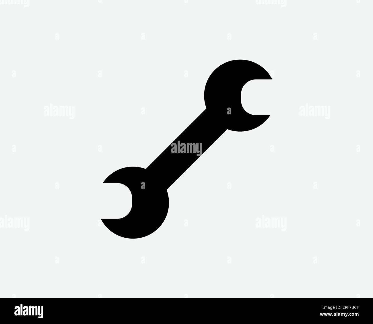 Spanner Wrench Icon Tool Repair Service Mechanic Construction Vector Black White Silhouette Symbol Sign Graphic Clipart Artwork Illustration Pictogram Stock Vector