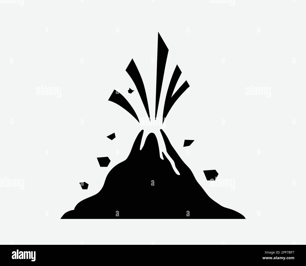 Volcano Eruption Icon Volcanic Activity Lava Active Erupt Vector Black White Silhouette Symbol Sign Graphic Clipart Artwork Illustration Pictogram Stock Vector
