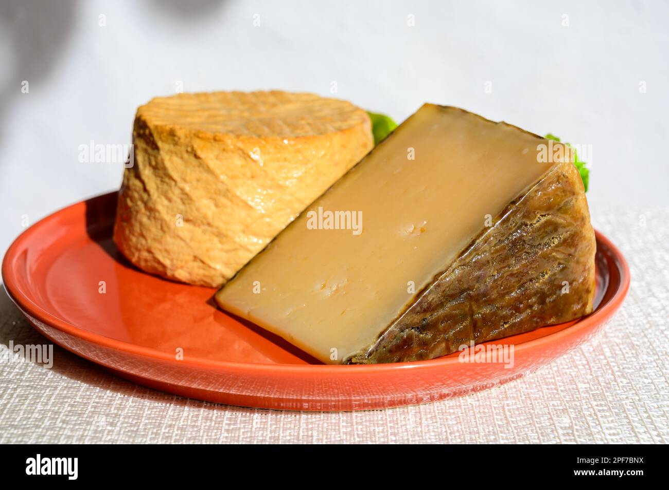 Spanish cheeses collection, pieces of smoked and old matured goat