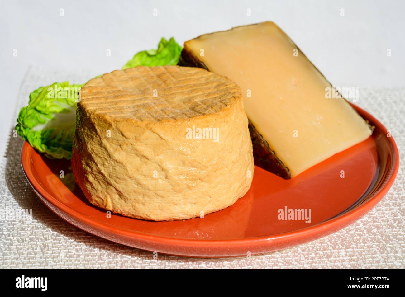 Spanish cheeses collection, pieces of smoked and old matured goat