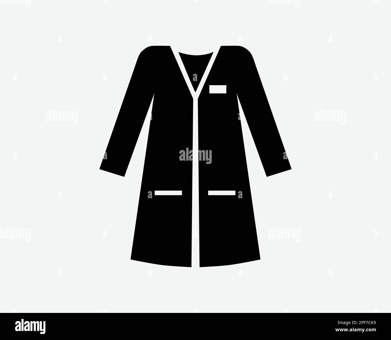 Lab Coat Laboratory Clothing Doctor Uniform Scientist Black White Silhouette Symbol Icon Sign Graphic Clipart Artwork Illustration Pictogram Vector Stock Vector