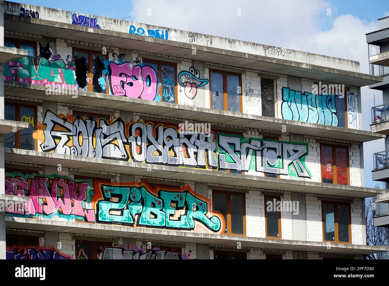 Warsaw, Poland, March 16th 2023 Unfinished residential building