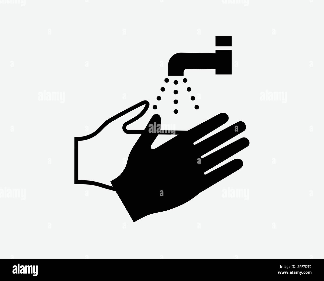 Wash Hands Hand Washing Water Tap Clean Hygiene Practice Black White Silhouette Symbol Icon Sign Graphic Clipart Artwork Illustration Pictogram Vector Stock Vector