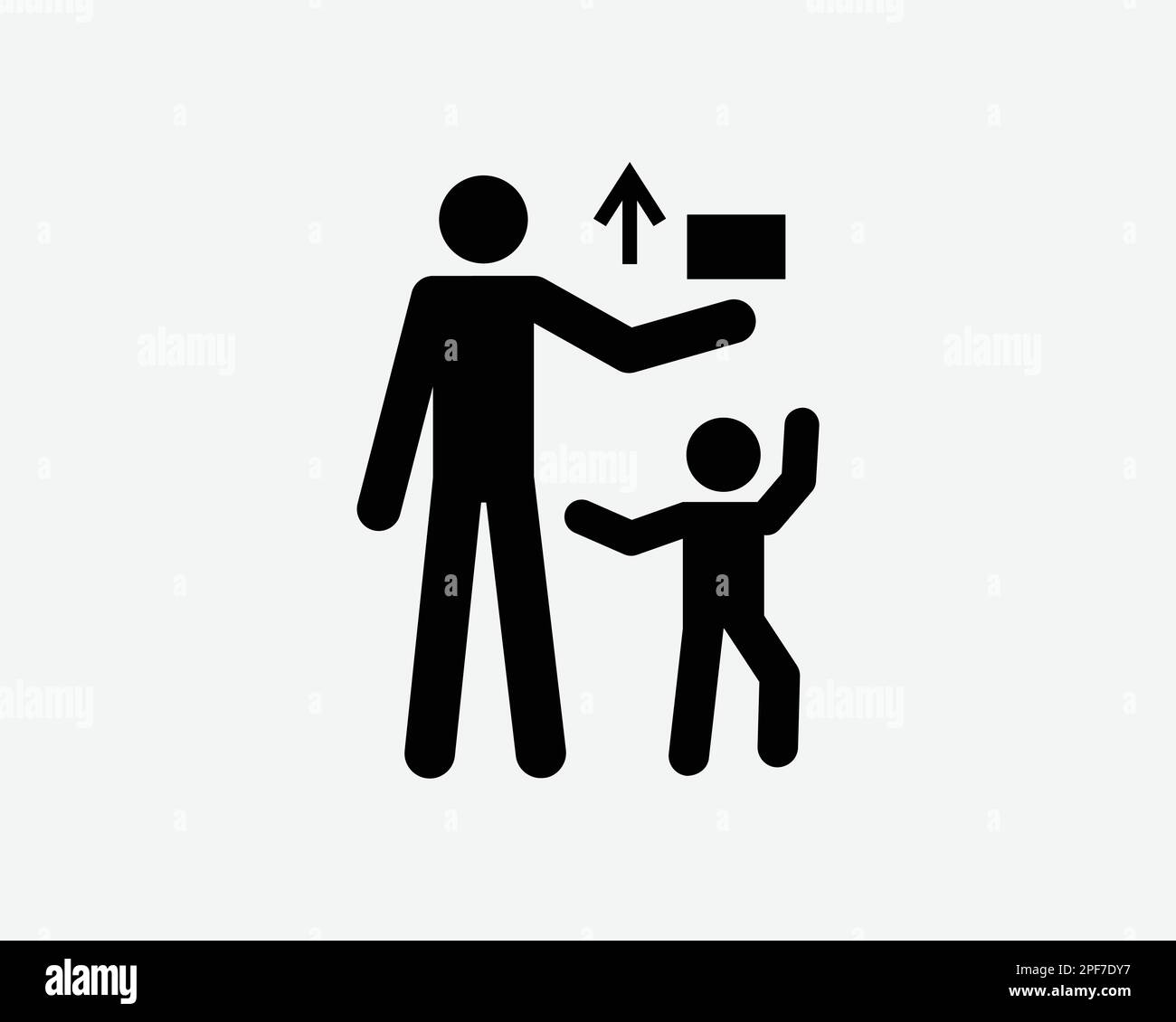 Keep Out of Reach of Children Child Kid Safety Safe Black White Silhouette Symbol Icon Sign Graphic Clipart Artwork Illustration Pictogram Vector Stock Vector