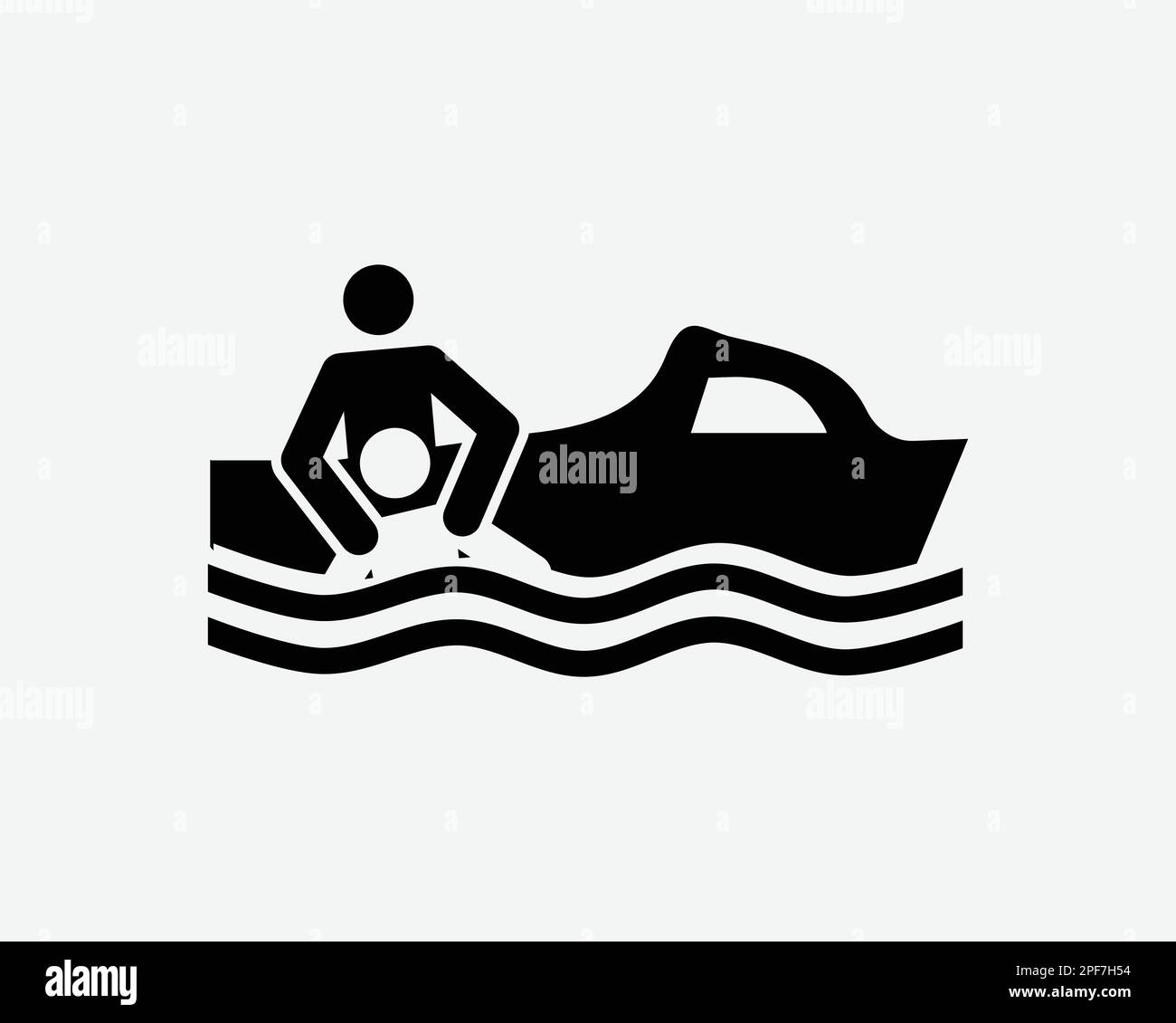 Rescue Boat Lifeboat Emergency Coast Guard Search Speedboat Black White Silhouette Sign Symbol Icon Graphic Clipart Artwork Illustration Pictogram Vec Stock Vector