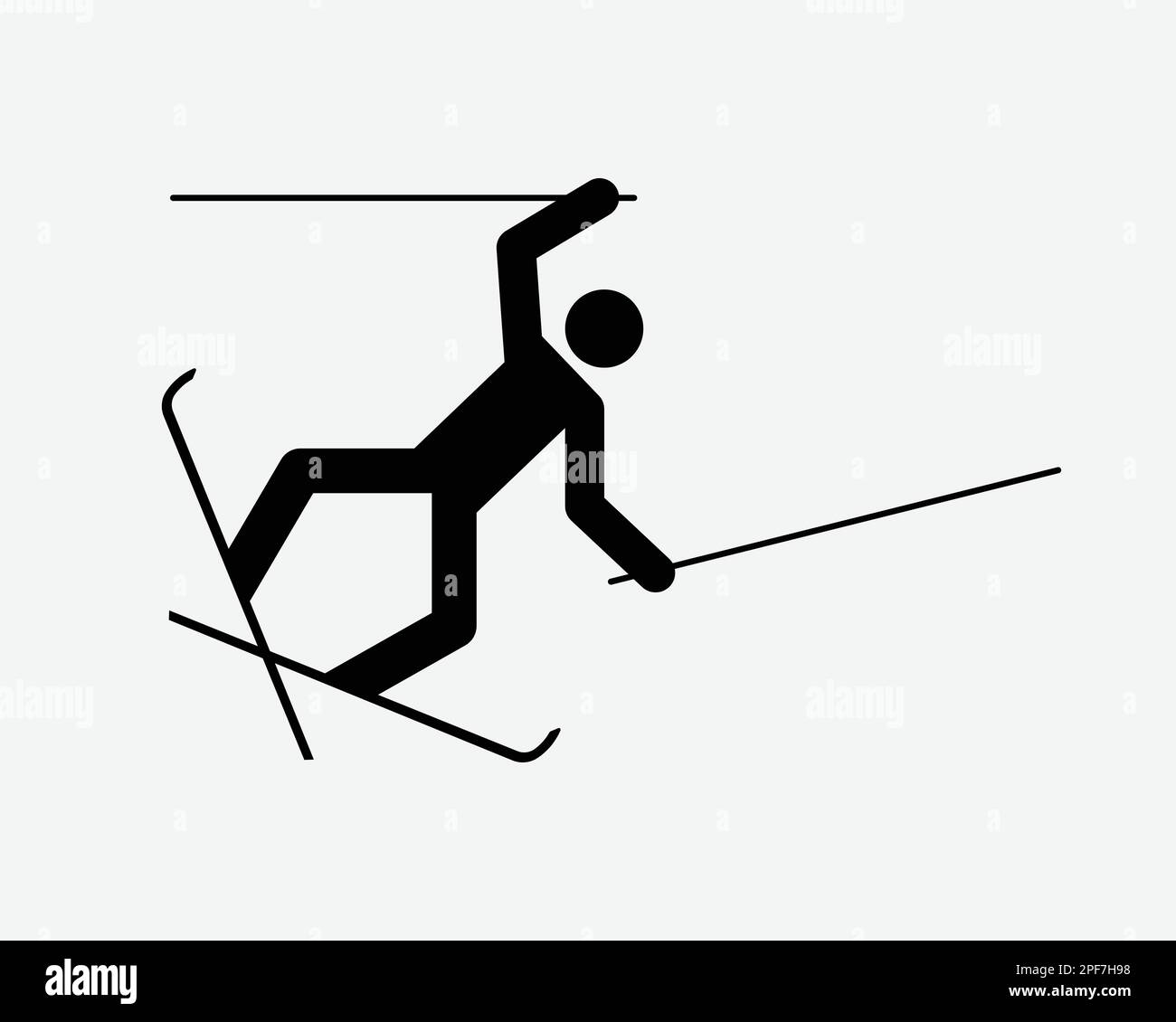 Skier Falling Ski Fall Down Accident Trip Lose Balance Black White Silhouette Symbol Icon Sign Graphic Clipart Artwork Illustration Pictogram Vector Stock Vector