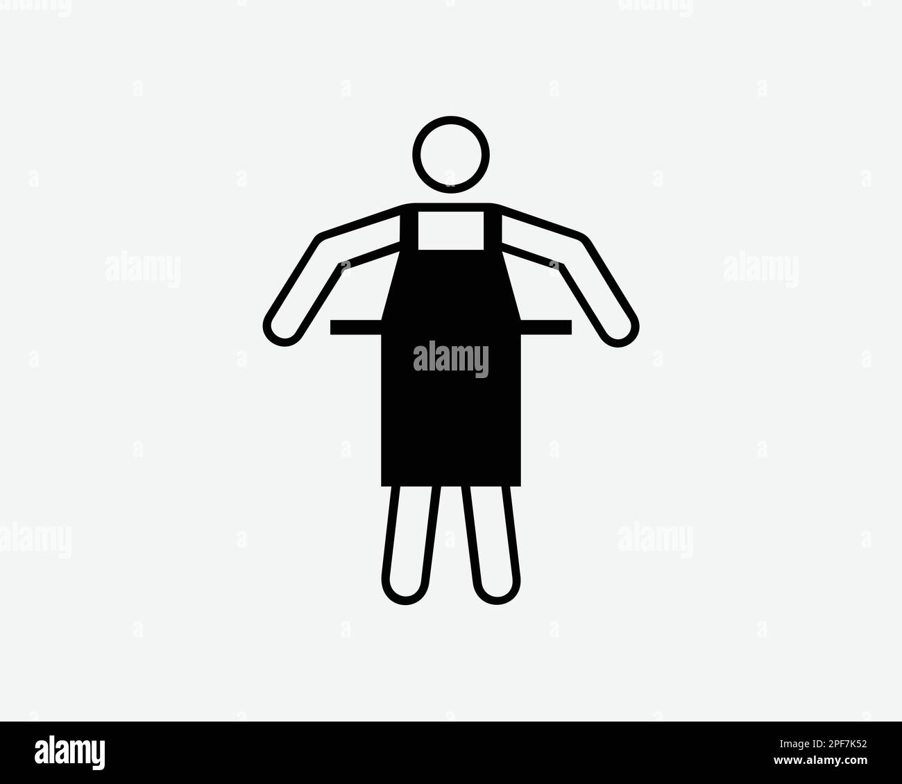 Wearing Apron Icon Stick Figure Man Kitchen Chef Cook Garment Black White Silhouette Symbol Sign Graphic Clipart Artwork Illustration Pictogram Vector Stock Vector