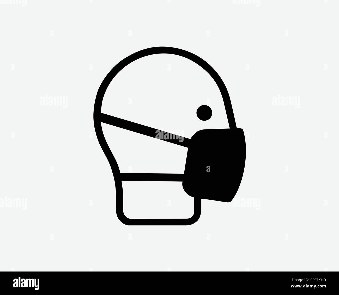 Wear Face Mask Covering Cover Protection Virus Pandemic Black White Silhouette Symbol Icon Sign Graphic Clipart Artwork Illustration Pictogram Vector Stock Vector