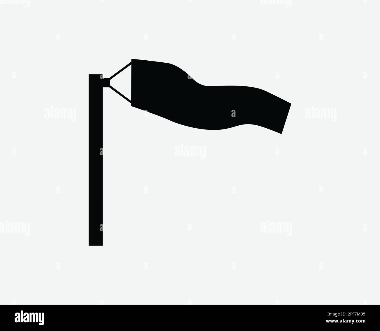 Windsock Icon Wind Cone Sleeve Tube Speed Direction Weather Vector Black White Silhouette Symbol Sign Graphic Clipart Artwork Illustration Pictogram Stock Vector