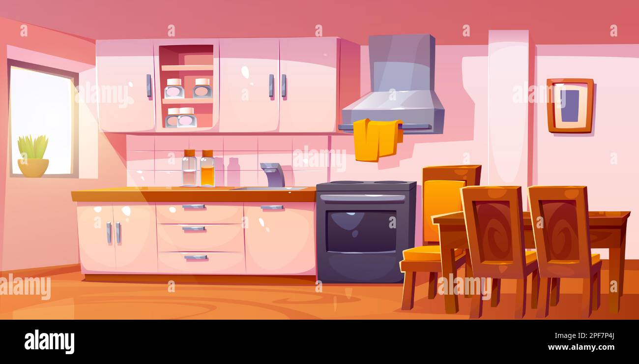 cartoon background kitchen