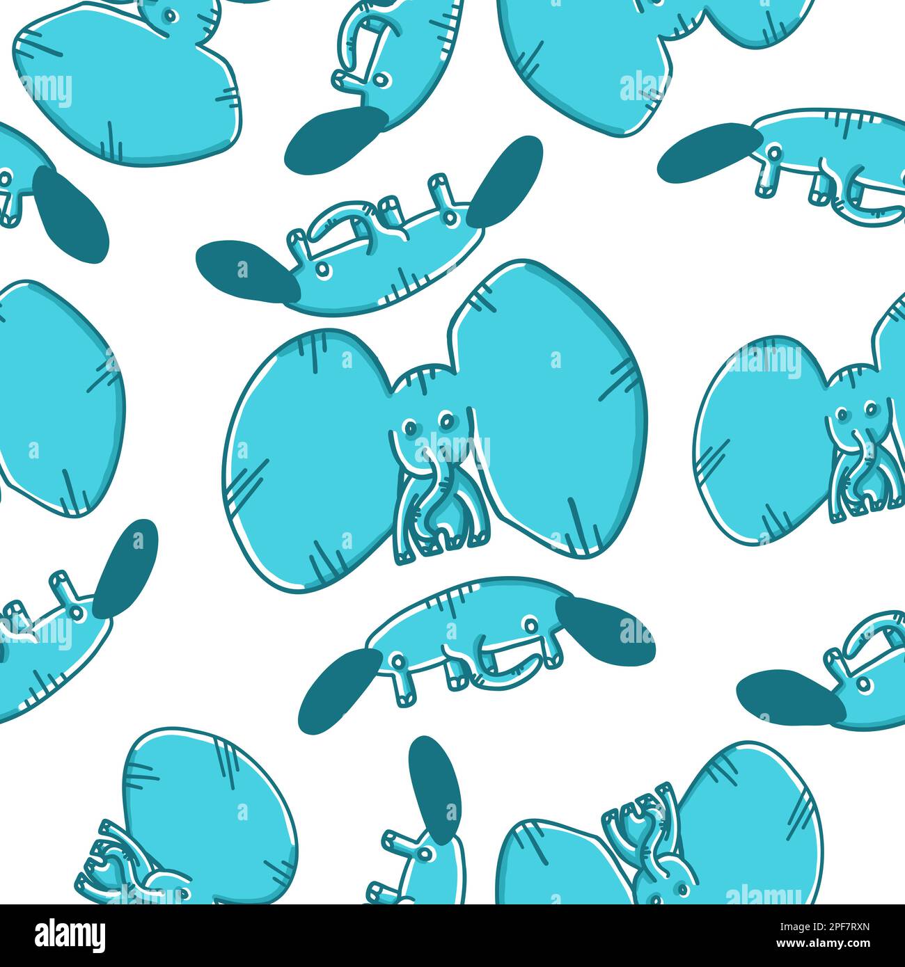 Elephants seamless pattern. Vector illustration in cartoon flat style ...