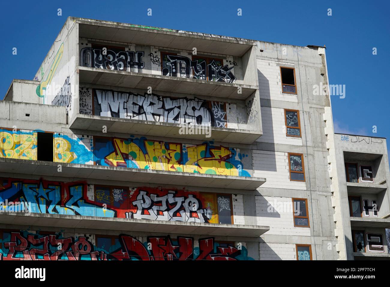 Warsaw, Poland, March 16th 2023 Unfinished residential building