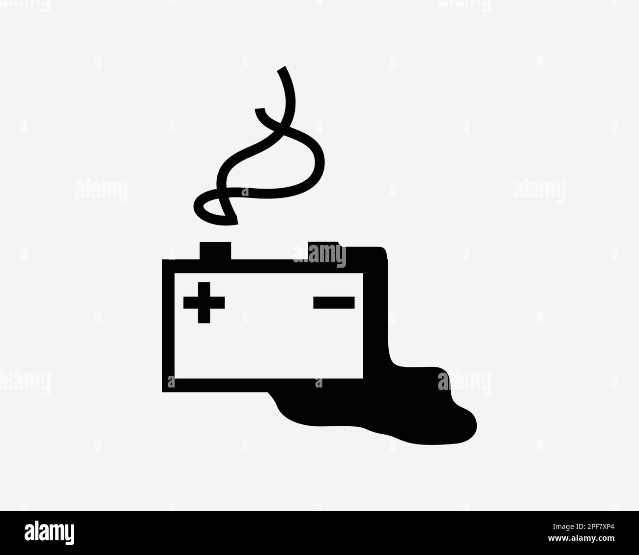 Car Battery Leaking Icon Dangerous Danger Safety Hazard Leak Black White Silhouette Symbol Sign Graphic Clipart Artwork Illustration Pictogram Vector Stock Vector