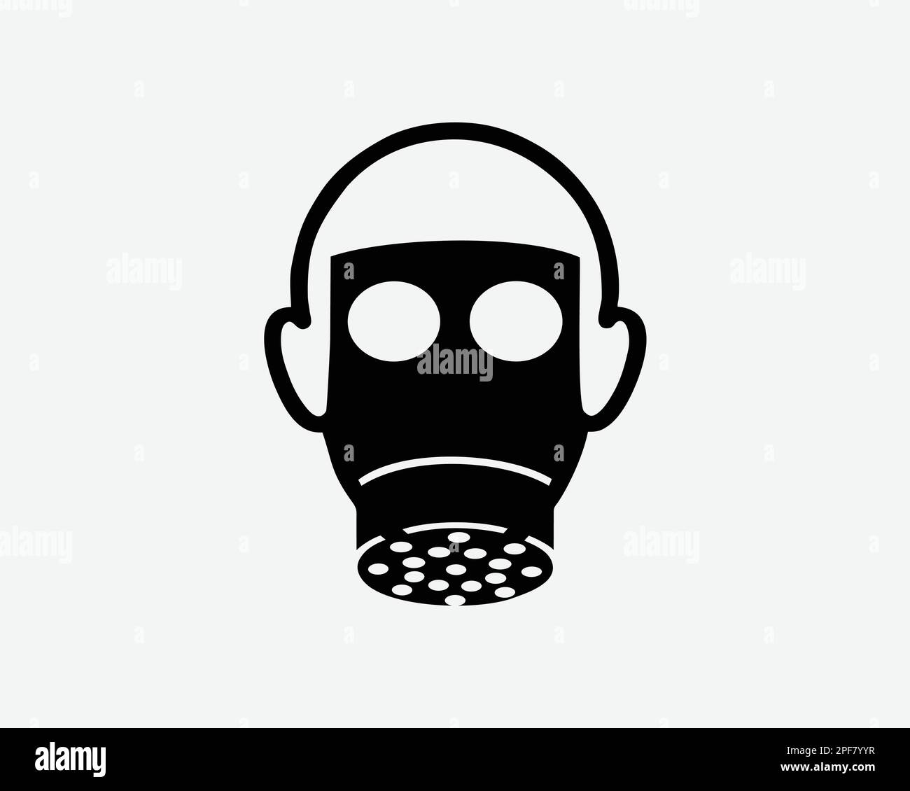 Respirator Gas Mask Safety Respiratory Full Face Protection Black White Silhouette Symbol Icon Sign Graphic Clipart Artwork Illustration Pictogram Vec Stock Vector