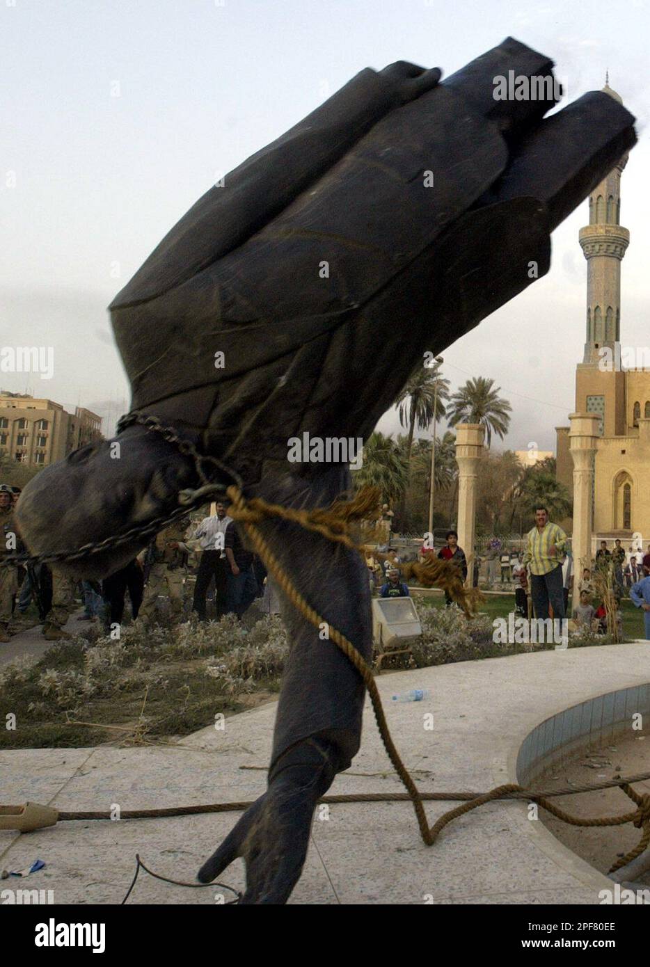 A Statue Of Saddam Hussein Is Toppled In Downtown Baghdad Wednesday a-statue-of-saddam-hussein-is-toppled-in-downtown-baghdad-wednesday