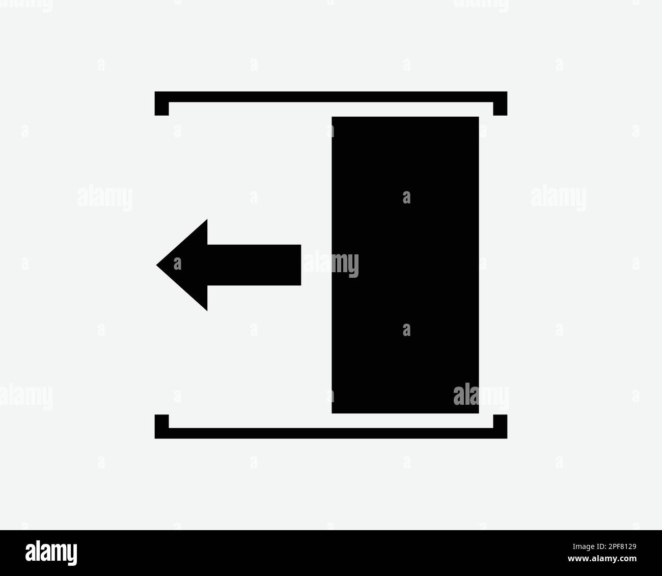 Sliding Door Open Left Side Slide Exit Path Signage Black White Silhouette Sign Symbol Icon Graphic Clipart Artwork Illustration Pictogram Vector Stock Vector