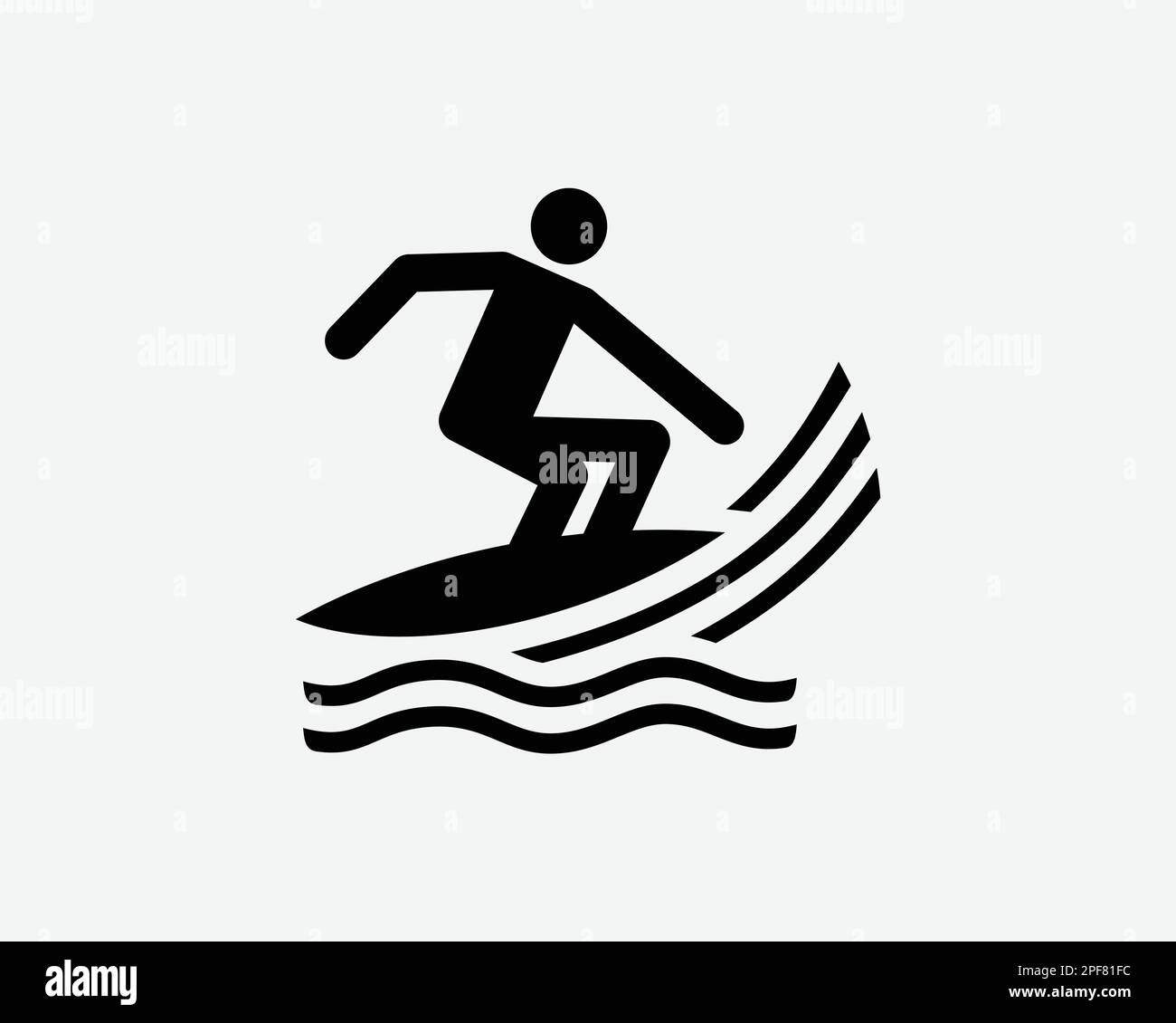 Surfing Icon Surf Boarding Board Surfer Water Sports Activity Vector Black White Silhouette Symbol Sign Graphic Clipart Artwork Illustration Pictogram Stock Vector