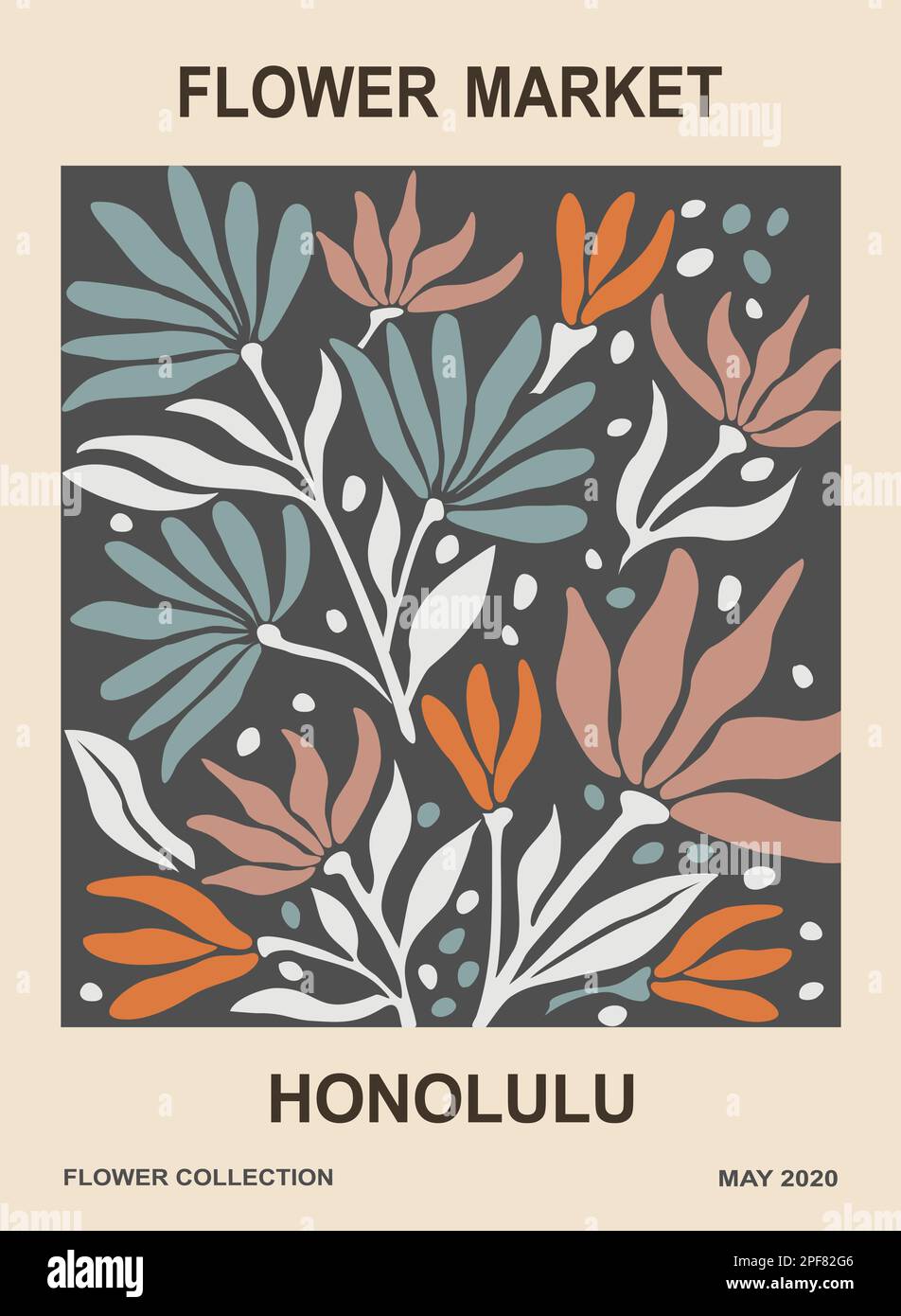 Abstract poster Flower Market Honolulu vector art Stock Vector Image & Art Alamy
