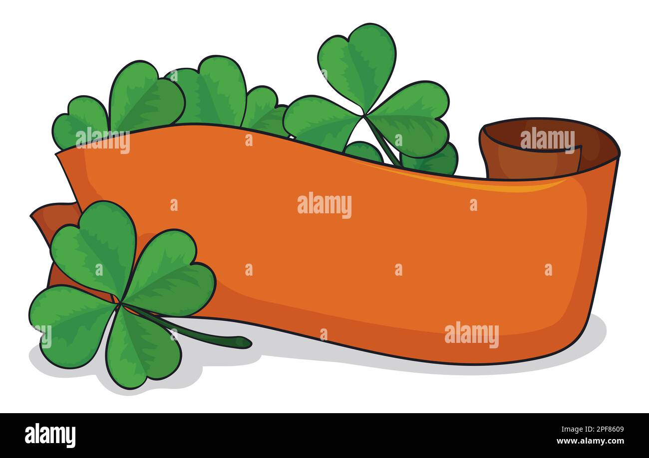 Irish design with blank ribbon in orange color decorated with green Irish design with blank ribbon in orange color decorated with green