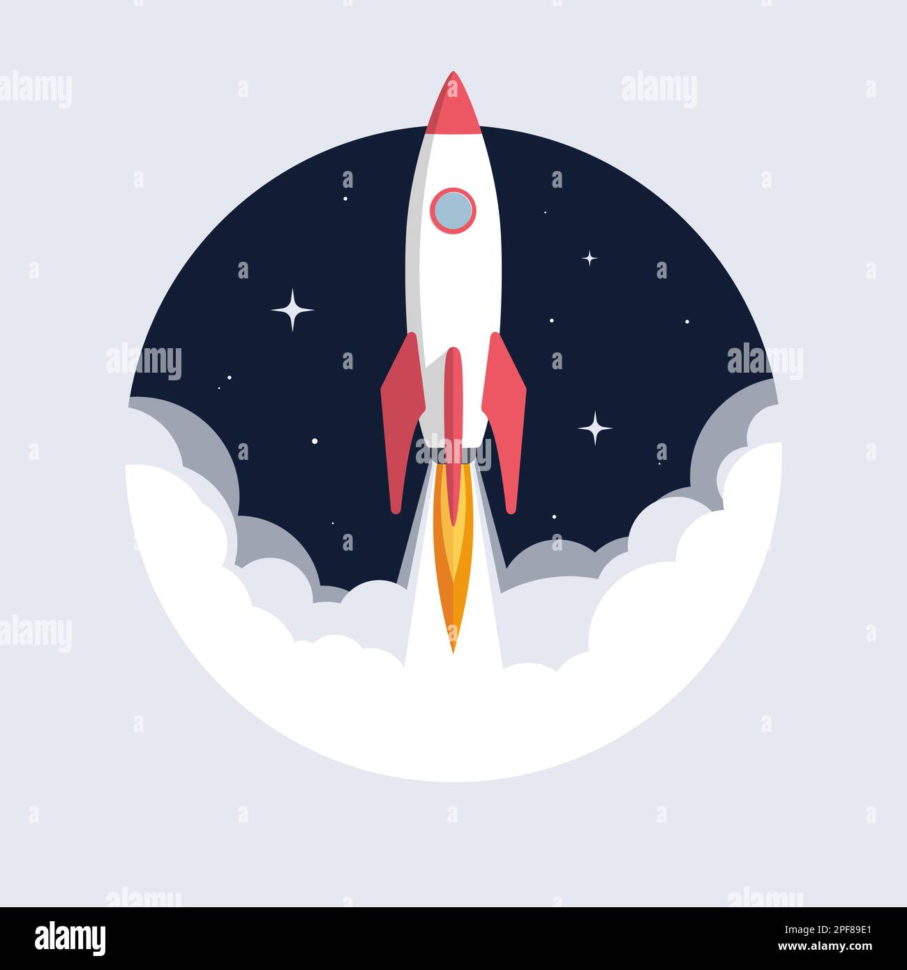 Rocket launch design. Business startup concept, vector illustration ...