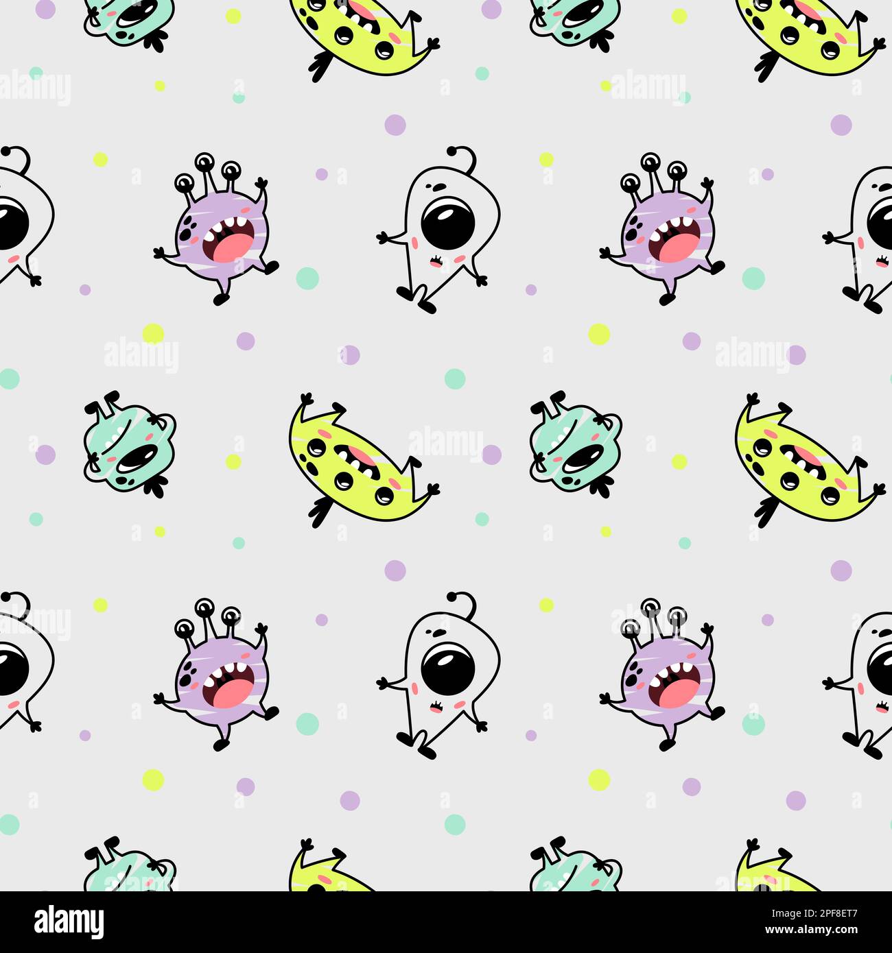 Funny seamless pattern for kids with aliens. Nursery design for baby ...