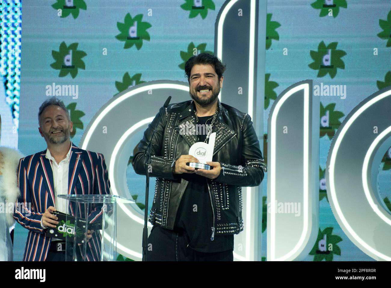 Antonio Orozco collects an award at the Dial Awards 2023 gala at the  Recinto Ferial de Santa Cruz de Tenerife, on March 16, 2023, in Santa Cruz  de Tenerife, Tenerife, Canary Islands, (