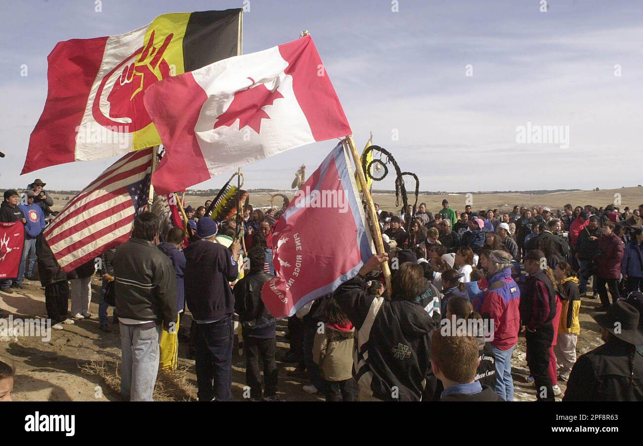 A crowd gathers to mark the 30th anniversary of the American Indian