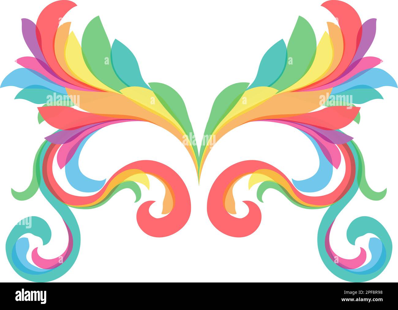 Filigree Colorful Pattern Rainbow Floral Design Stock Vector