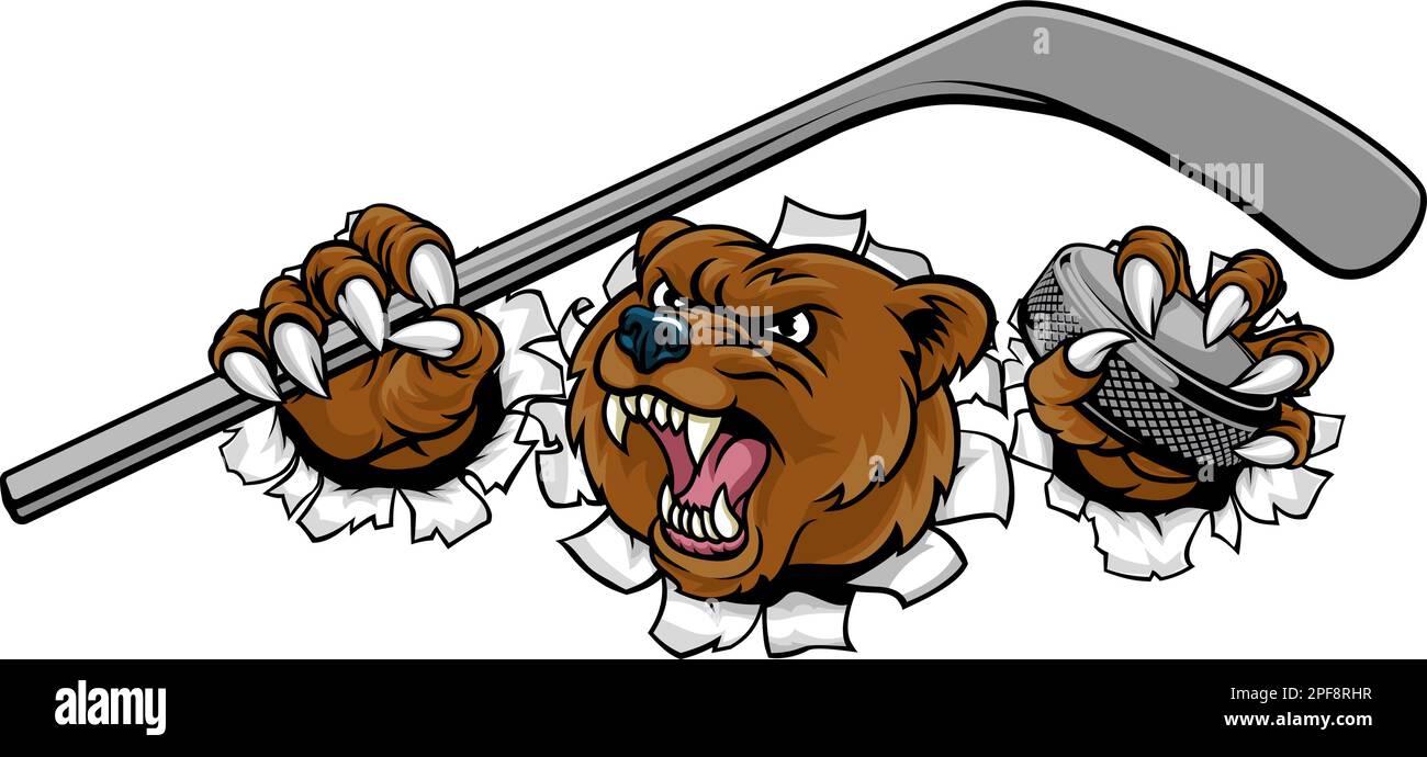Bear Ice Hockey Player Animal Sports Mascot Stock Vector Image & Art