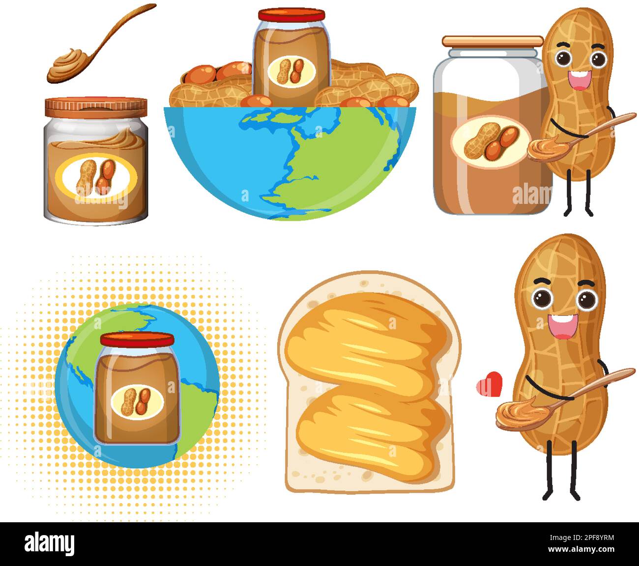 Peanut Butter Elements and Icons Set illustration Stock Vector Image ...