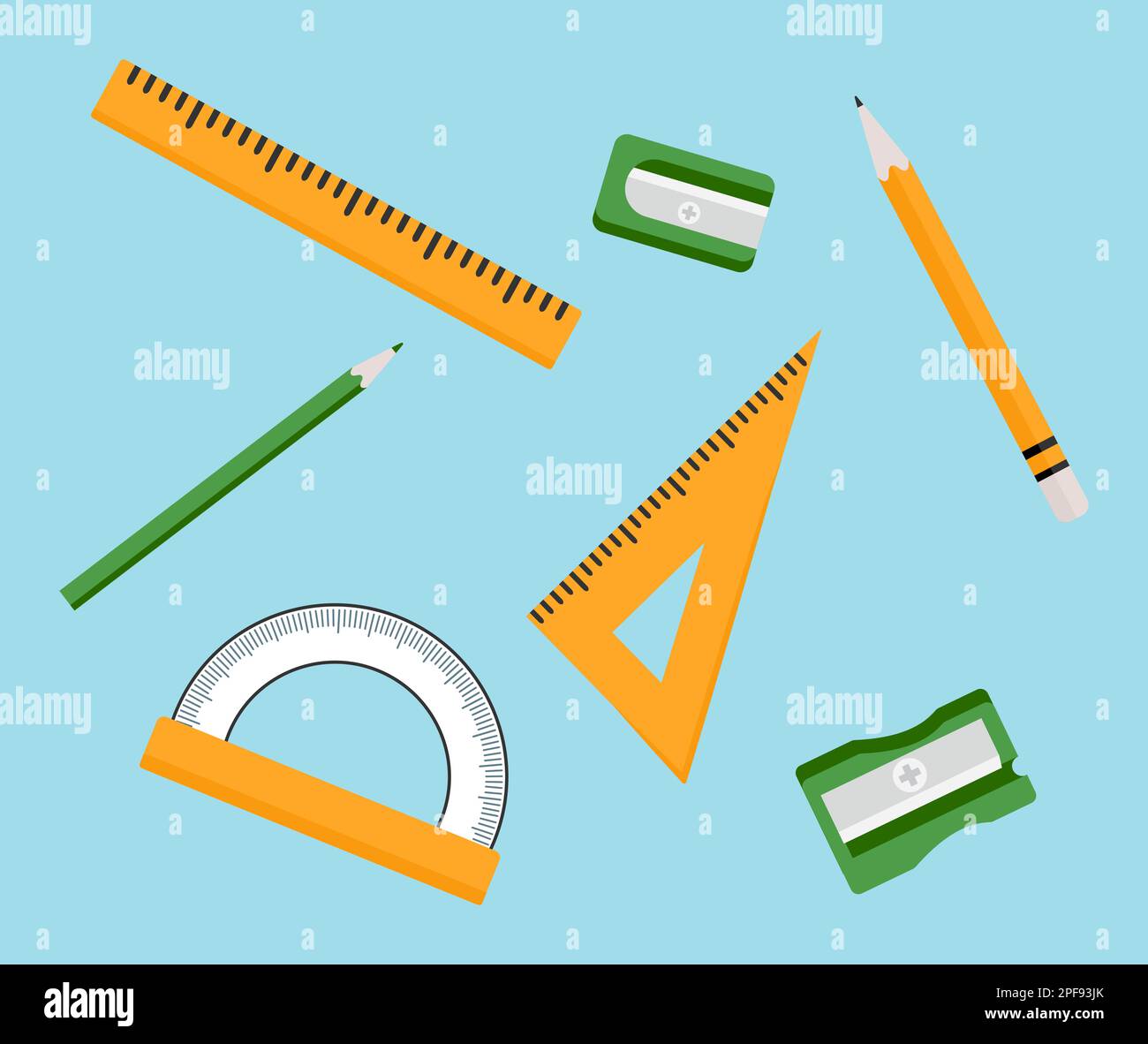 Vector illustration Stationery items for school. Goods for training ...