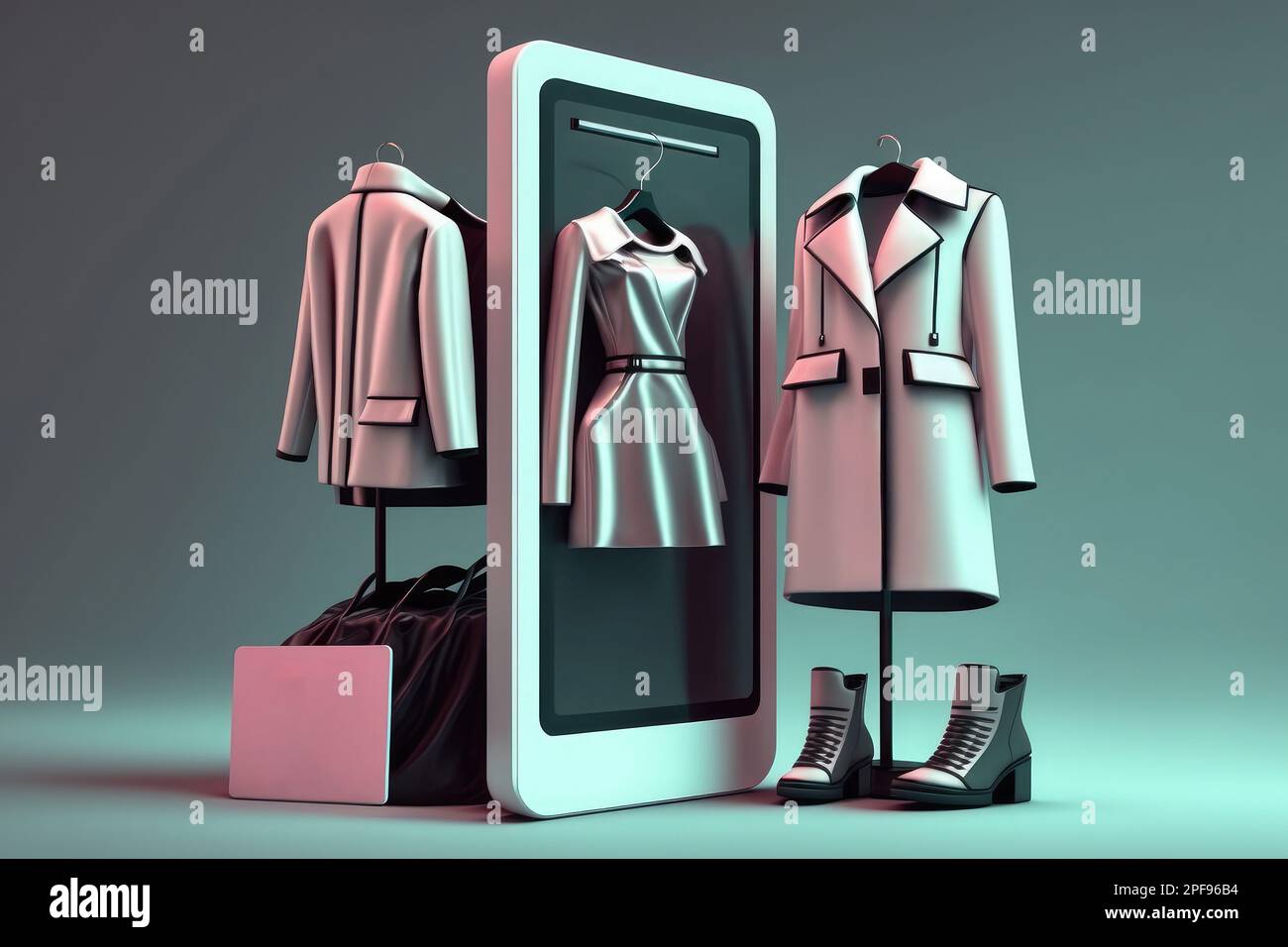 Futuristic online clothes shopping technology digital payment from