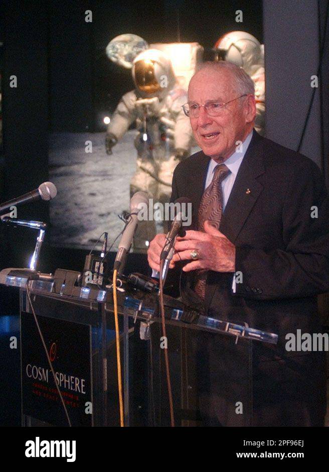 Apollo commander James Lovell addresses questions regarding the space