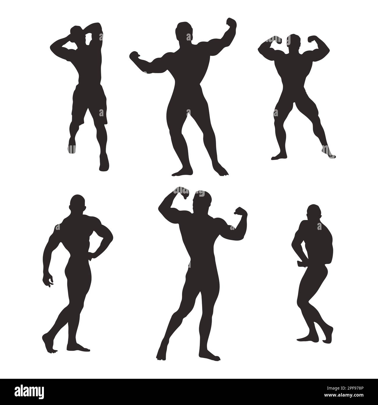 Bodybuilder silhouette collection Stock Vector