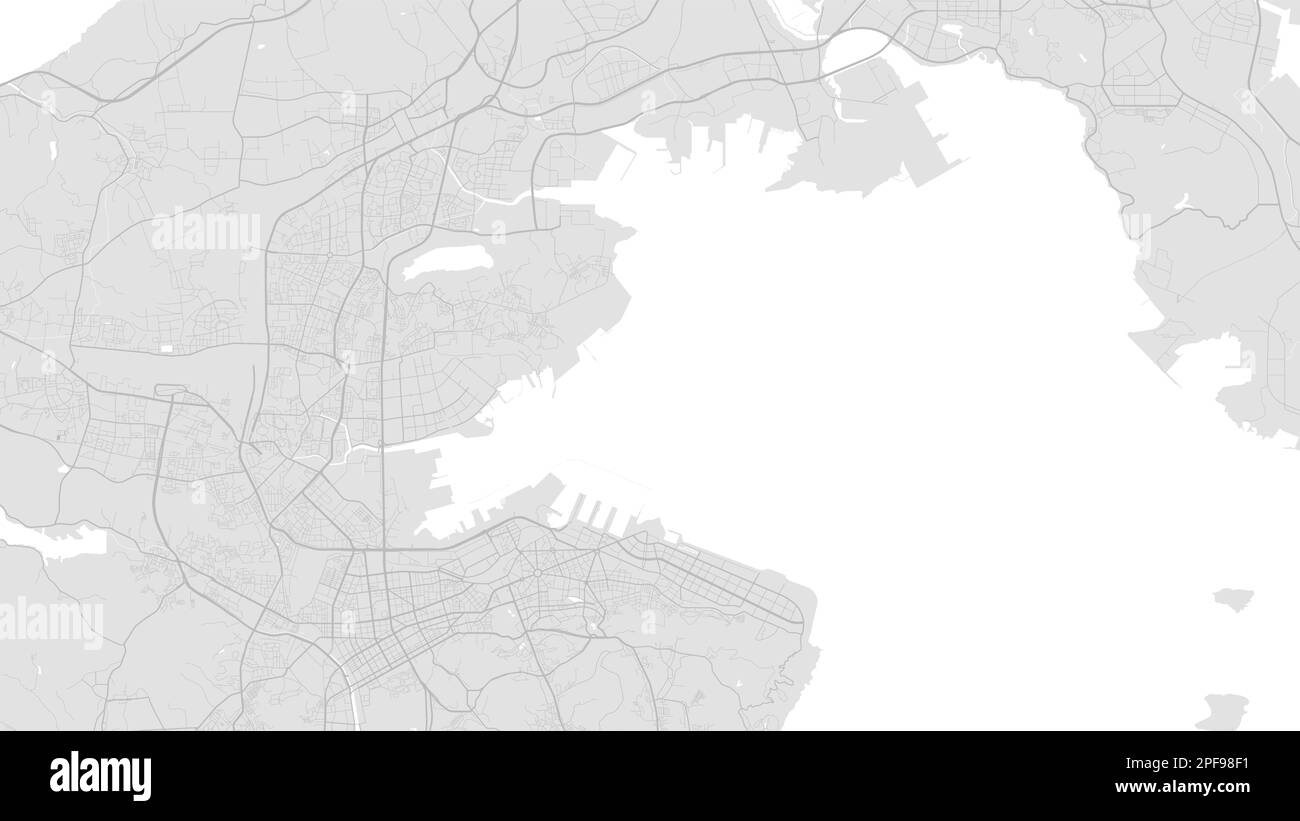 White and light grey Dalian city area vector background map, roads and