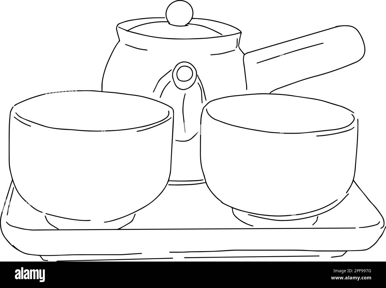 sketch of teapot and two cups Stock Vector Image & Art Alamy