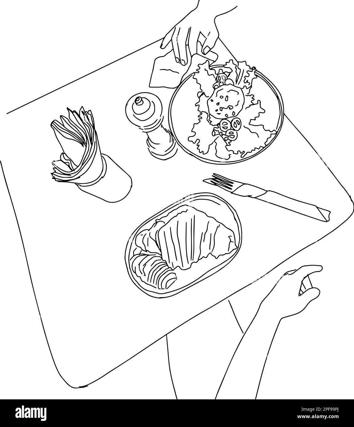 Dining table people view from above Stock Vector Images - Alamy