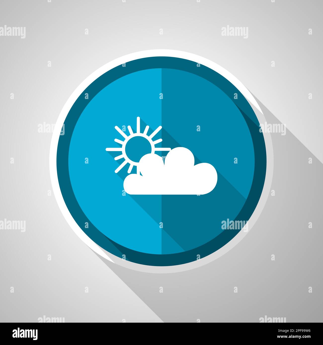 Cloud symbol, flat design vector blue icon with long shadow Stock Vector