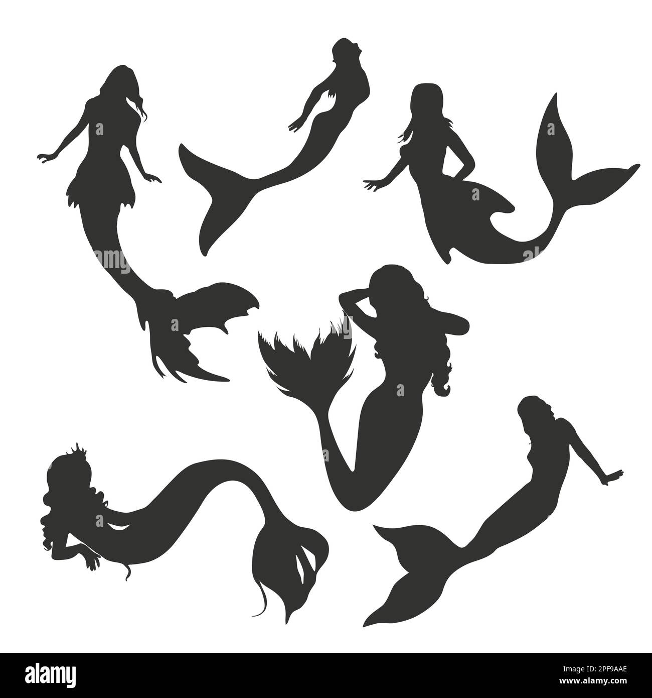 Mermaid silhouette collection Stock Vector