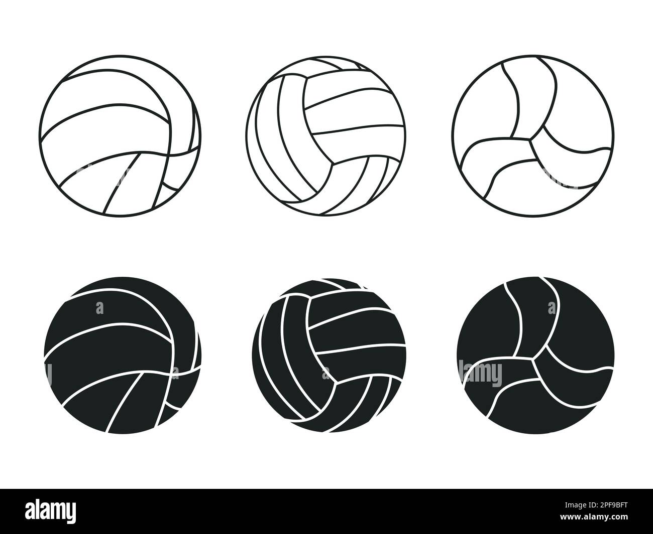 Volleyball silhouettes, Volleyball outline Stock Vector