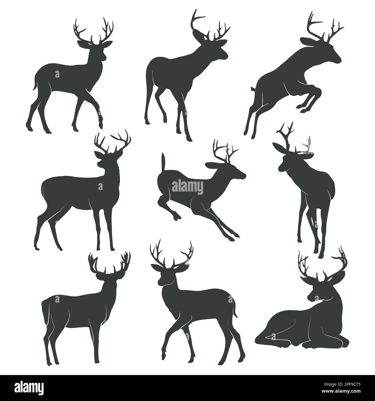 Deer silhouette collection, Deer logo vector Stock Vector