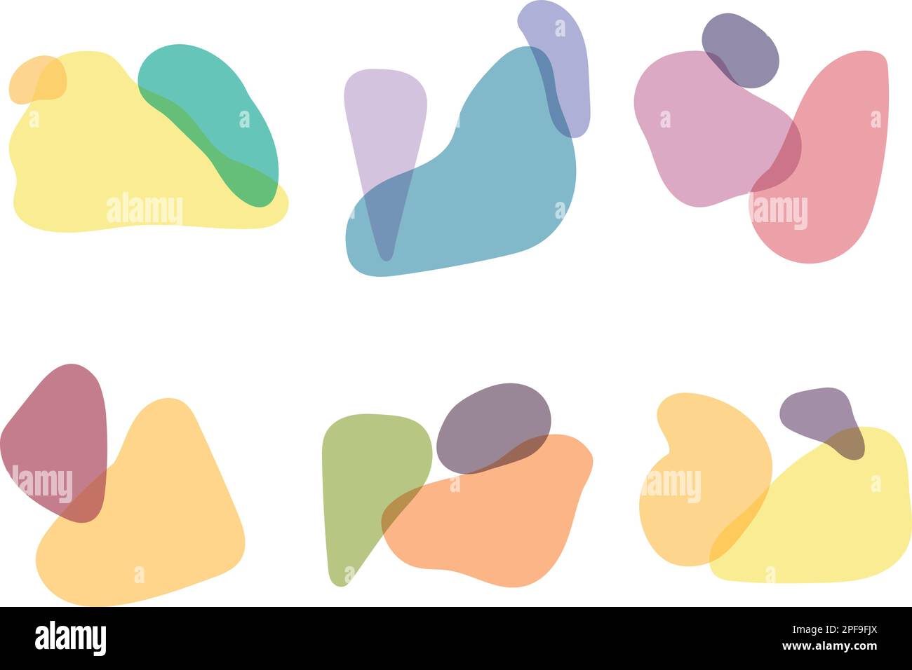 Set of abstract hand drawn shapes in different transparent colors. Vector art Stock Vector