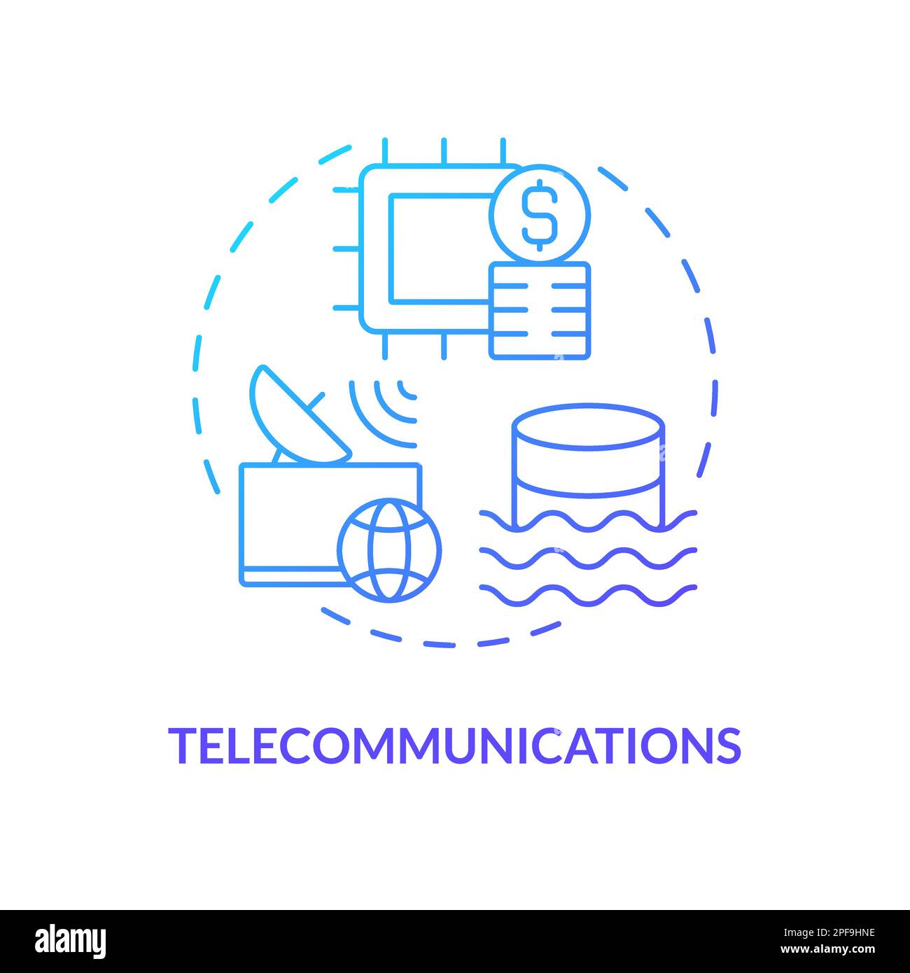 Telecommunications blue gradient concept icon Stock Vector