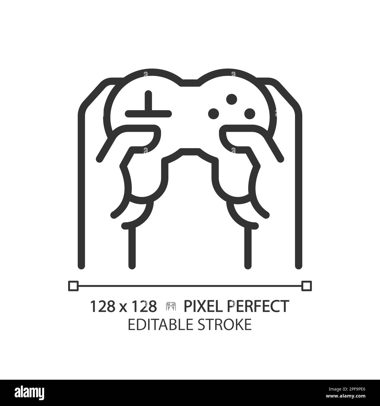 Hands with controller pixel perfect linear icon Stock Vector Image ...