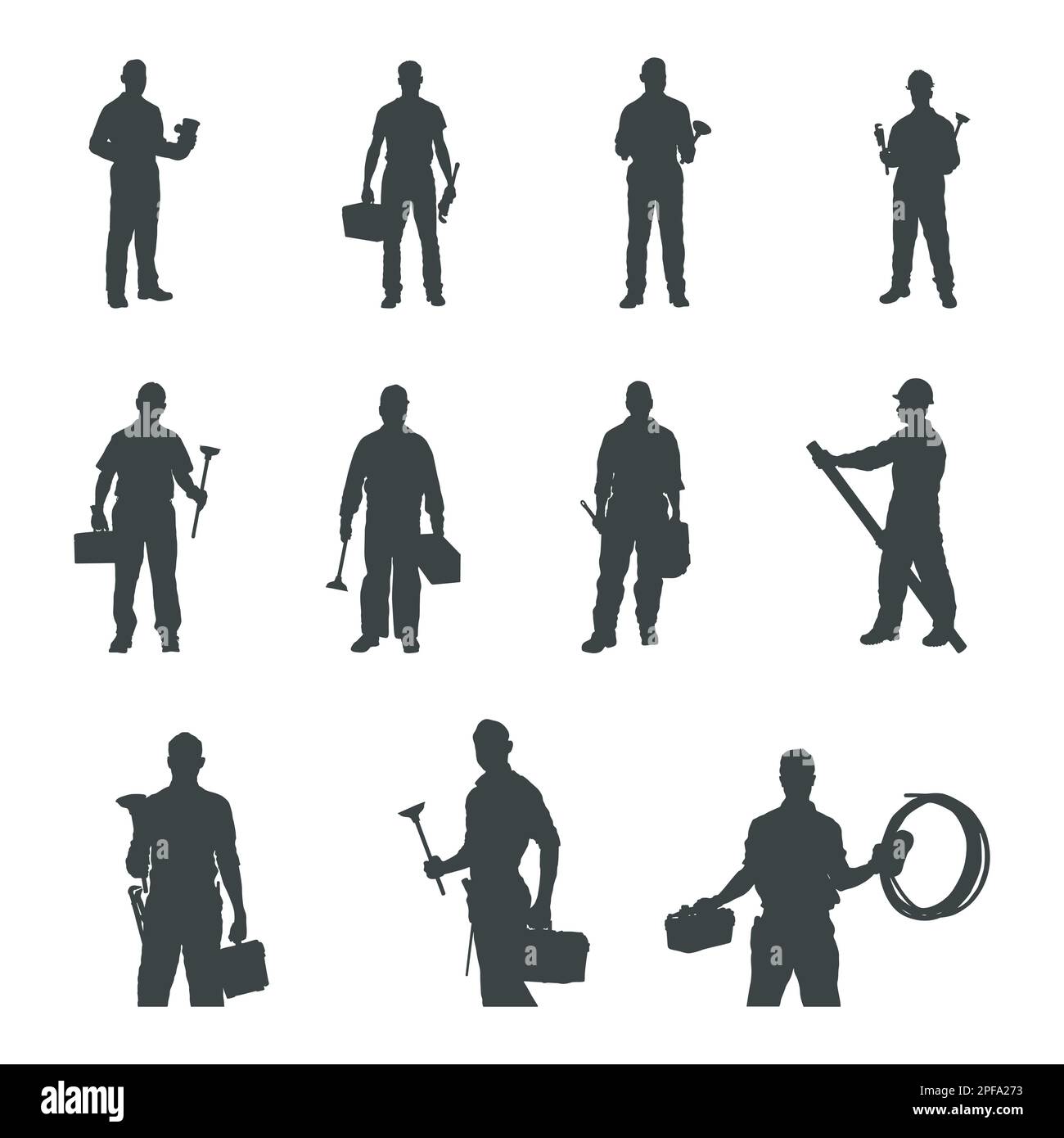 Plumber silhouettes, Plumber man silhouettes Stock Vector