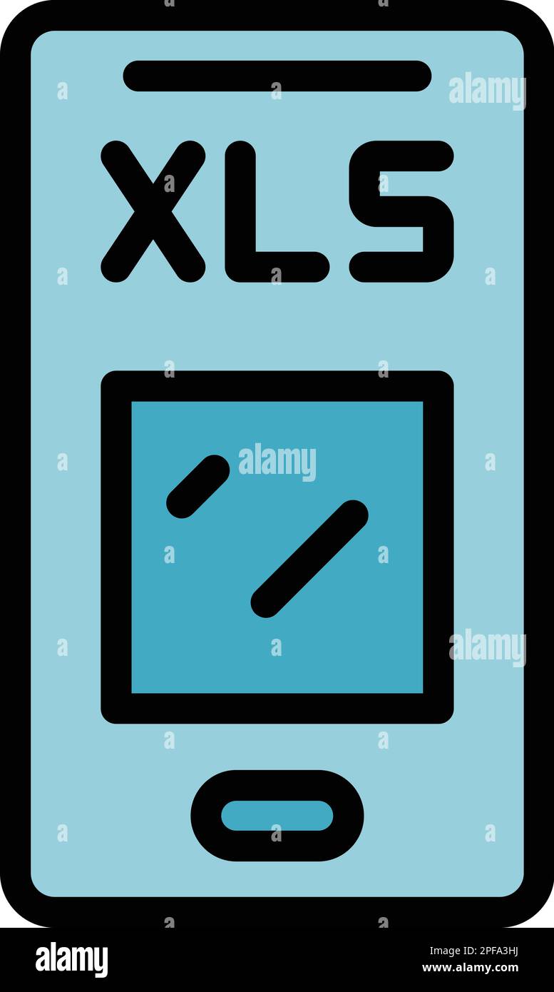 Phone xls icon. Outline phone xls vector icon for web design isolated on white background color flat Stock Vector