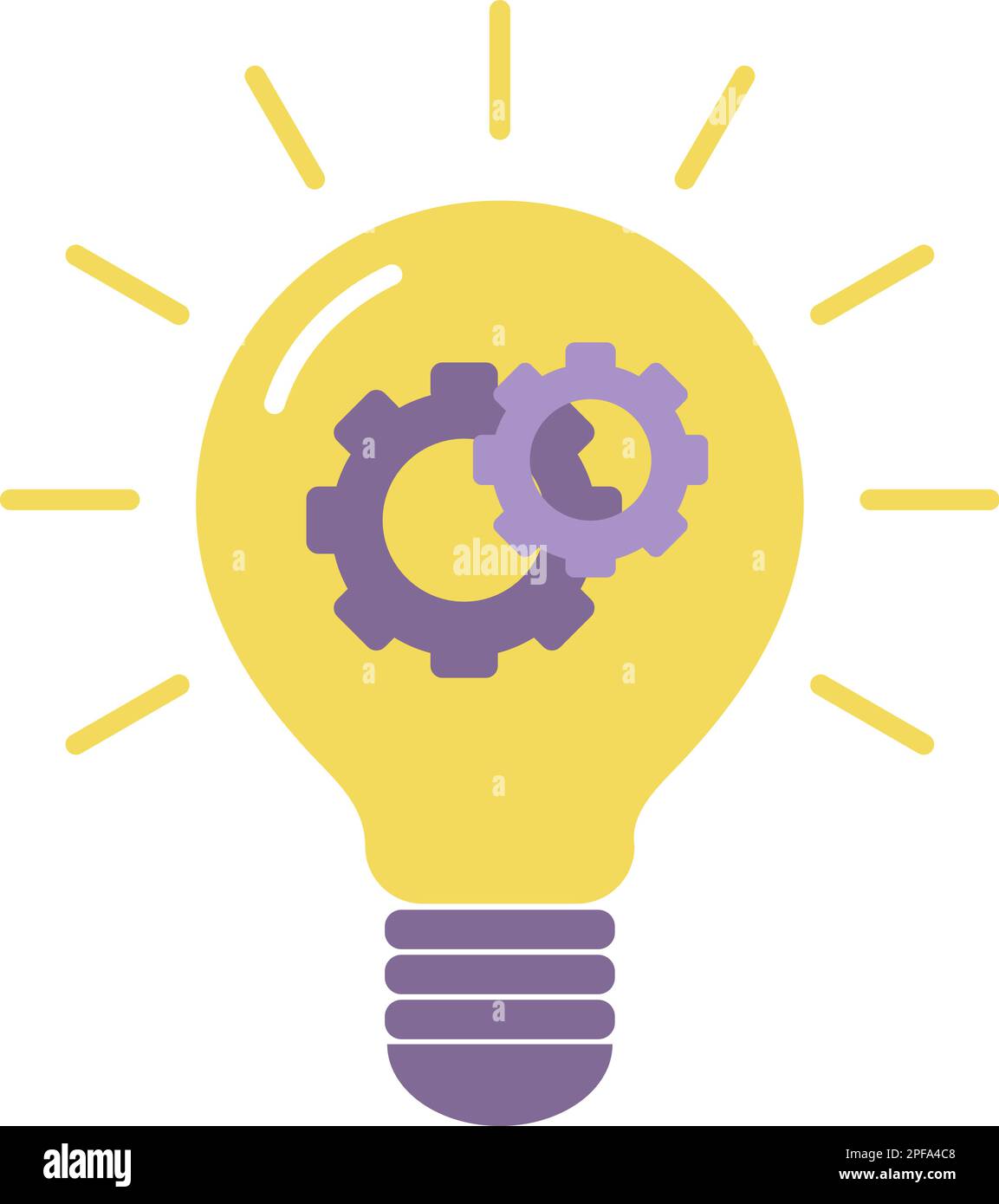 Light bulb with gears inside symbolizes the generation of business ideas. Simple flat icon of an idea, innovation and creativity. Vector art Stock Vector