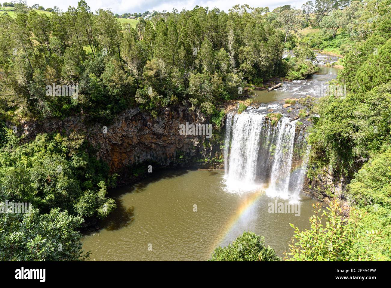 Dangar Falls in Oxley Wild Rivers National Park with a rainbow in the ...