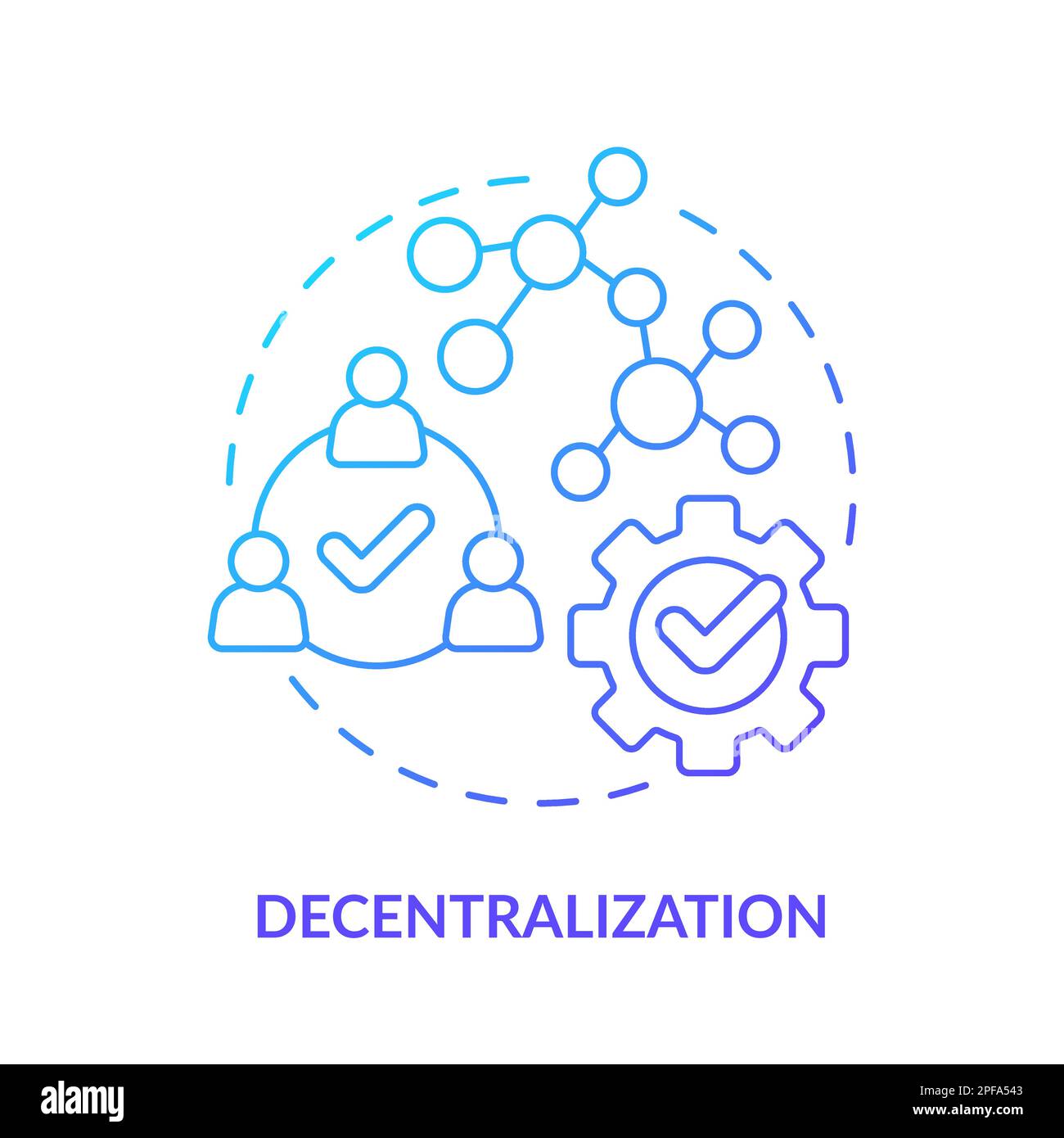 Decentralization blue gradient concept icon Stock Vector